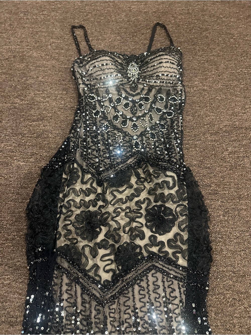 Like NEW! Jovani Women's Sz 2 Evening gown prom dress Blk Bead sequins Lace - Picture 6 of 9
